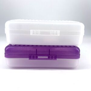 2 SpaceMaker Pencil Box Purple Clear Top Clear Bottom Back To School